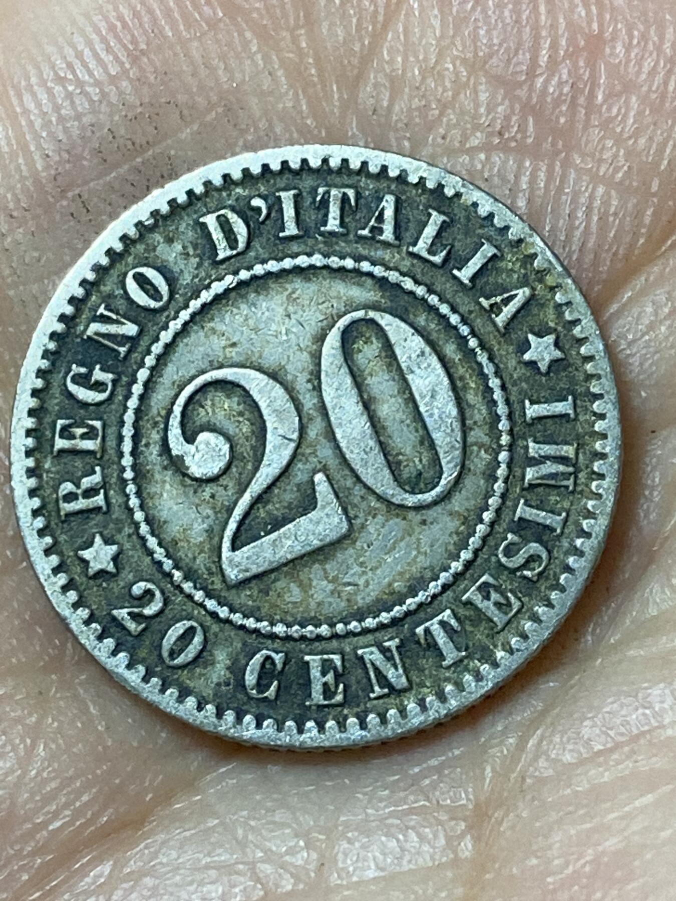 2026年第二十三场(总第一百九十二场）外国好品散币场(年后发货) 好品–意大利王国1894单年份20分(翁贝托一世时期，KB标柏林造)