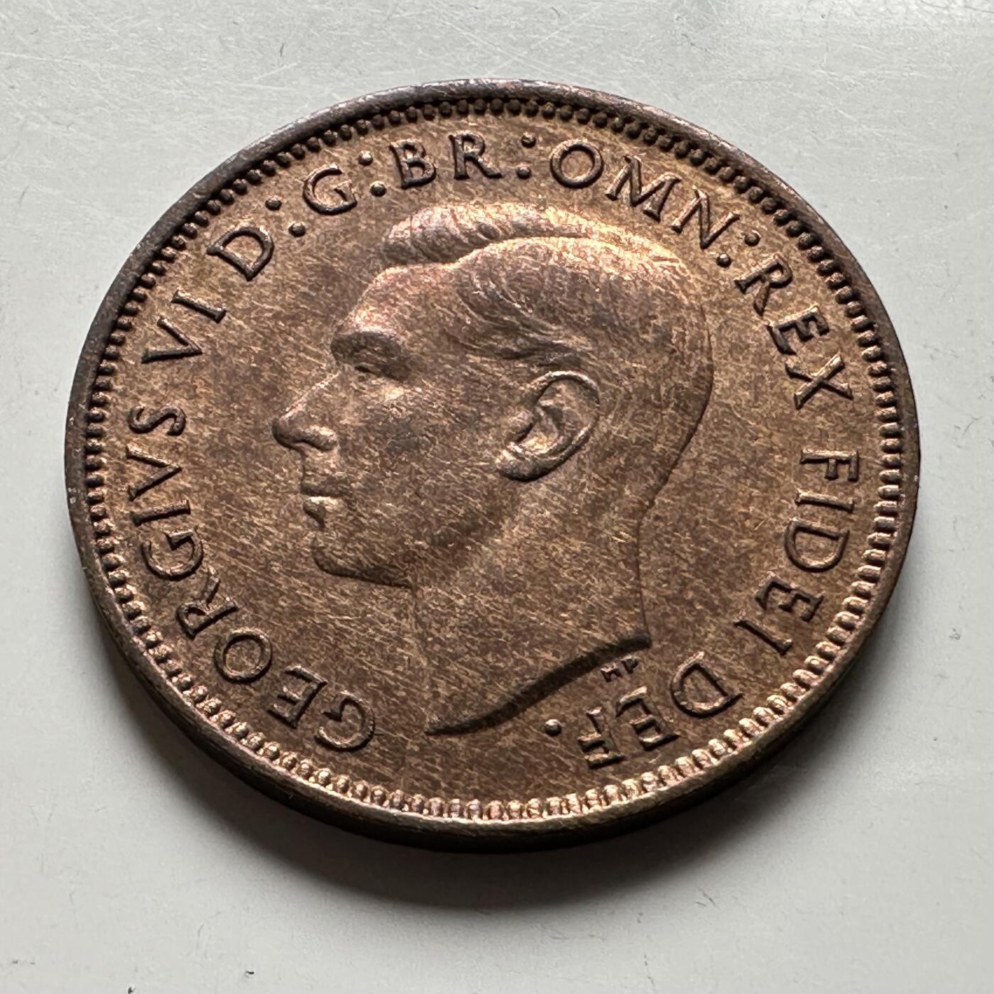 🌹外币初藏🌹🐯2026年第19场 快递已停，正月十五后再发 英国1950年1/4便士 一法新 