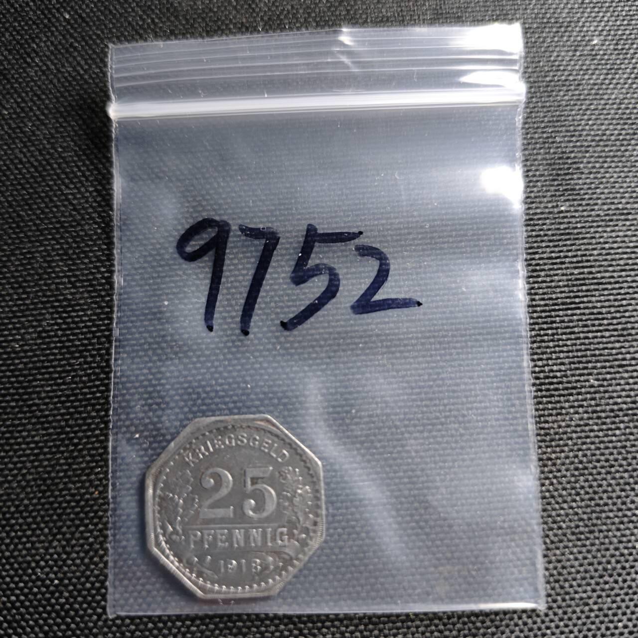 KK钱币收藏小铺  第397期 百期特怕（四拍之一） 2月预留时间 周末发货 1918 德紧哈廷根市 25芬尼铁币 乔治屠龙经典图案