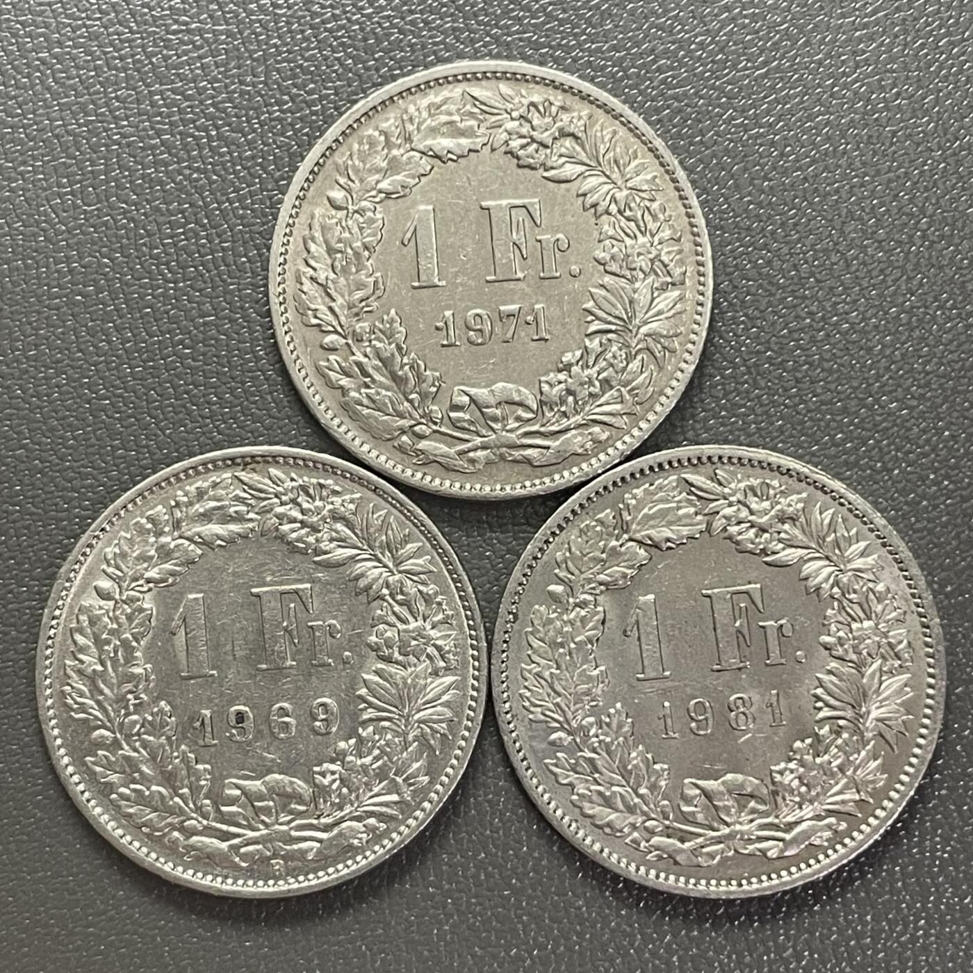 回流0301 瑞士1法郎3枚