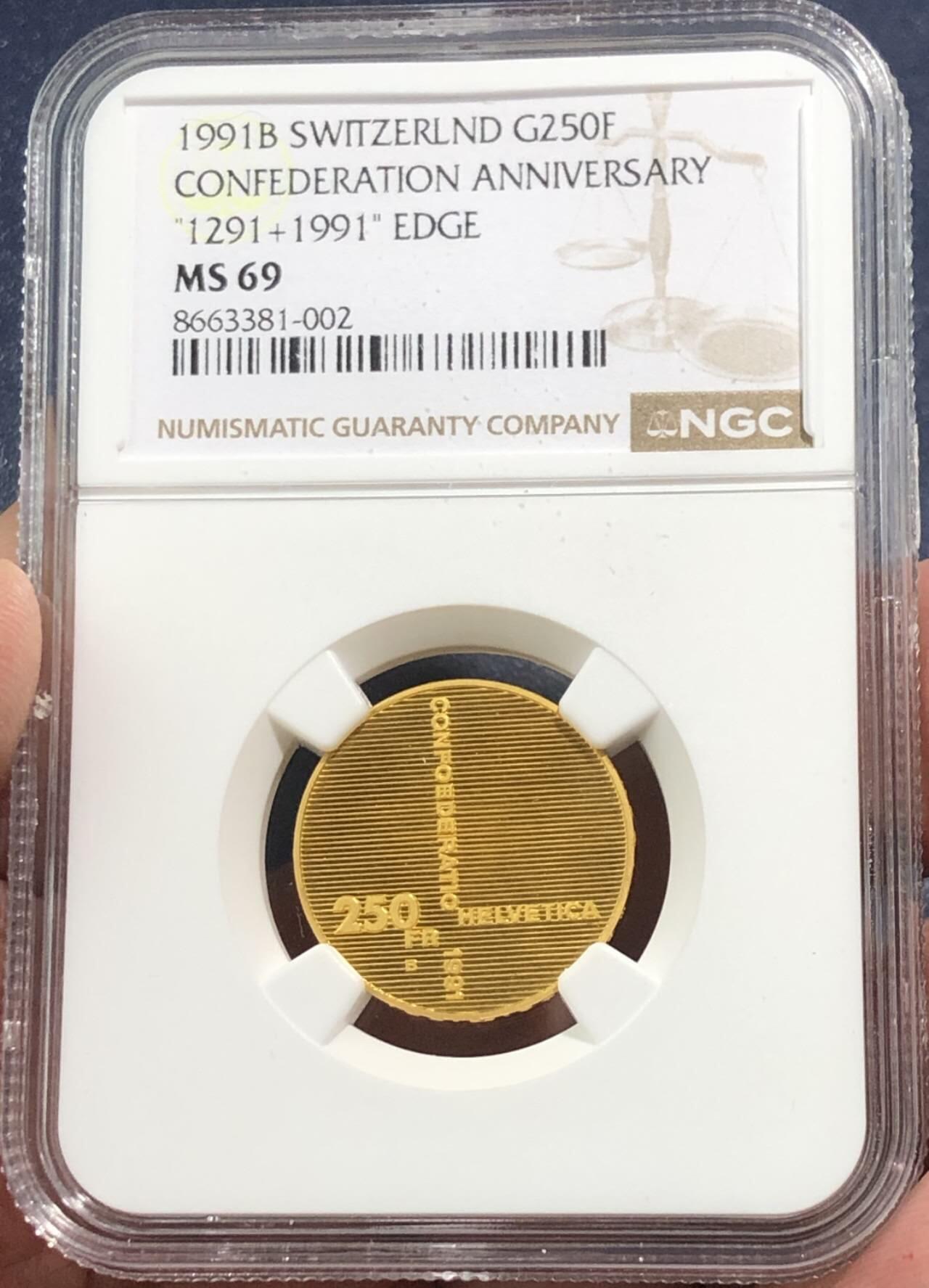 瑞士1991年联邦700周年金币NGC-MS69
