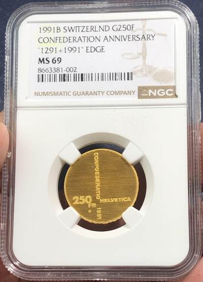 瑞士1991年联邦700周年金币NGC-MS69 - 瑞士1991年联邦700周年金币NGC-MS69