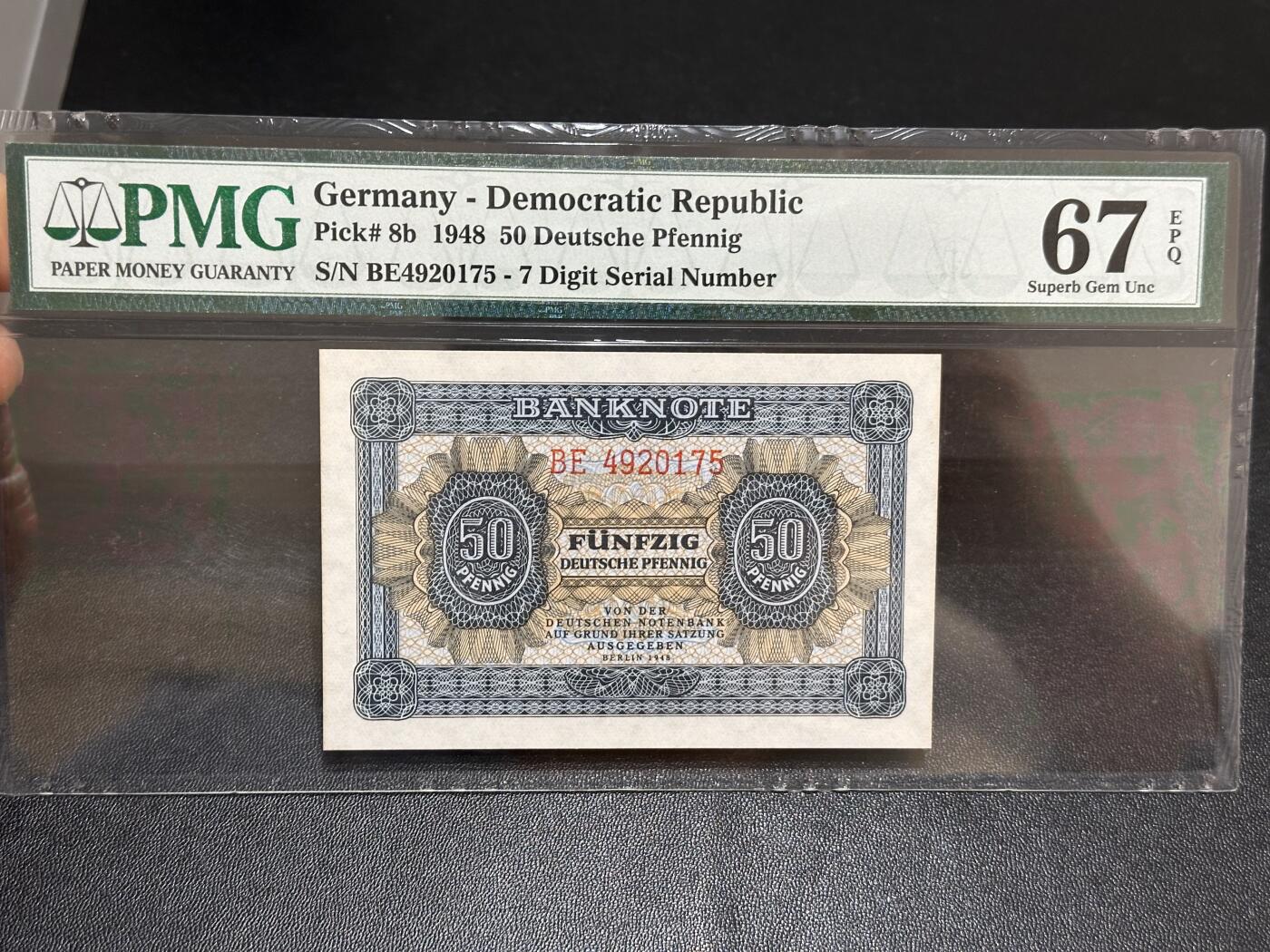 《外钞收藏家》第六百一十期（新年假期场/年后快递恢复正常再发货）（长期征集拍品、欢迎藏友们联系合作） 1948年德国50芬尼 PMG67