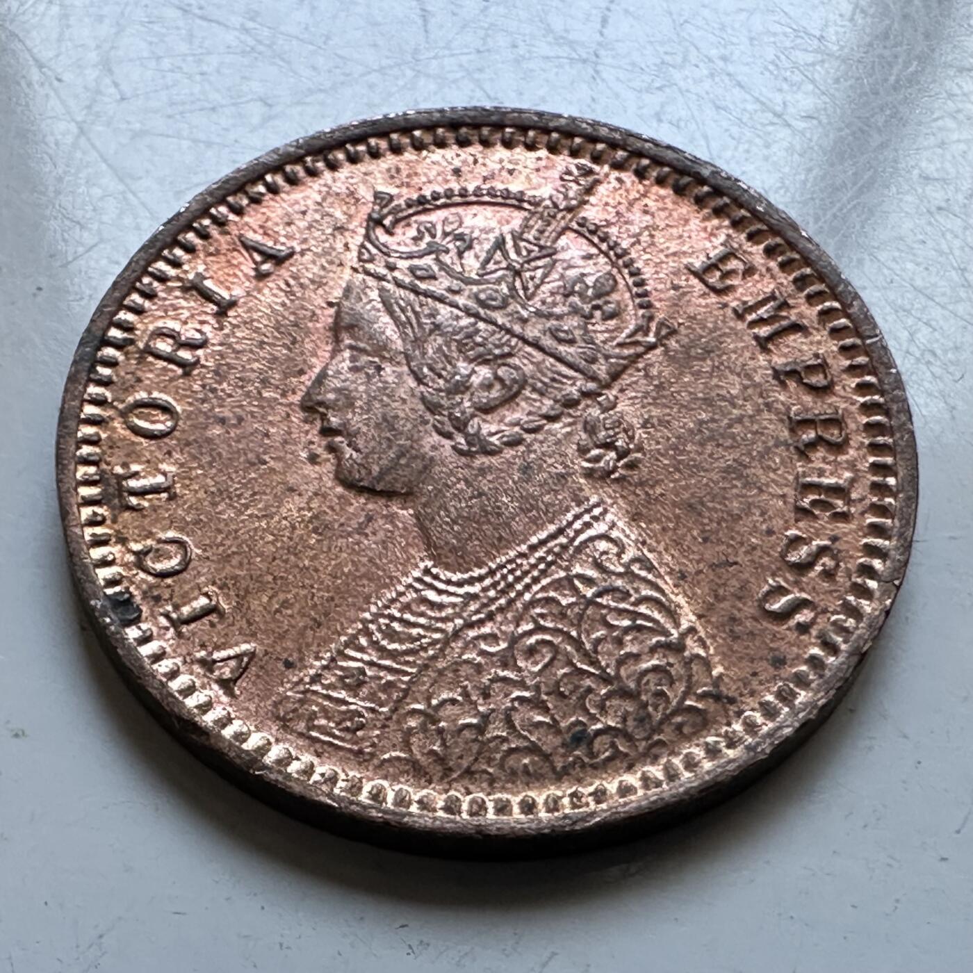 🌹外币初藏🌹🐯2026年第19场 快递已停，正月十五后再发 英属印度1897年1/20安娜 原光未磨损好品