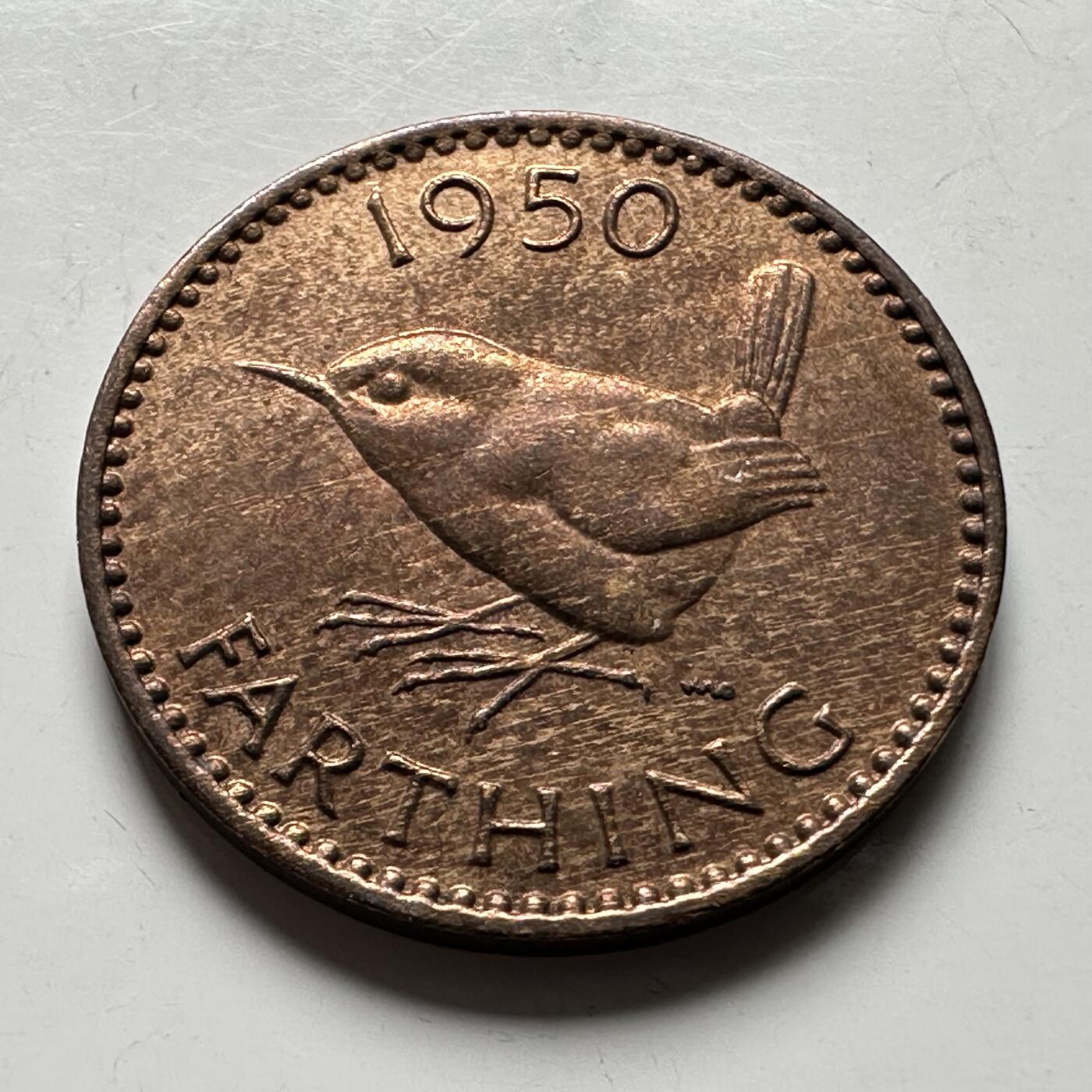 🌹外币初藏🌹🐯2026年第19场 快递已停，正月十五后再发 英国1950年1/4便士 一法新 