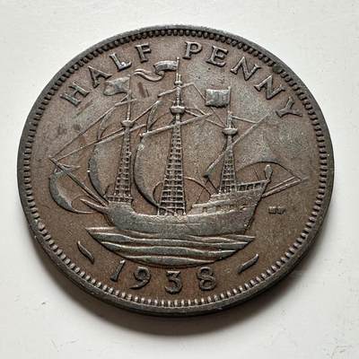 🌹外币初藏🌹🐯2026年第19场 快递已停，正月十五后再发 - 英国1938年1/2便士 半便士