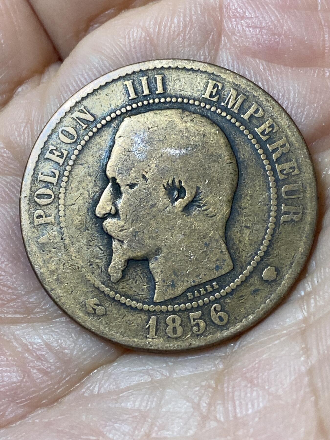 2026年第二十三场(总第一百九十二场）外国好品散币场(年后发货) 法兰西第二帝国1856年10生丁(拿破仑三世第一版，MA标马赛造)