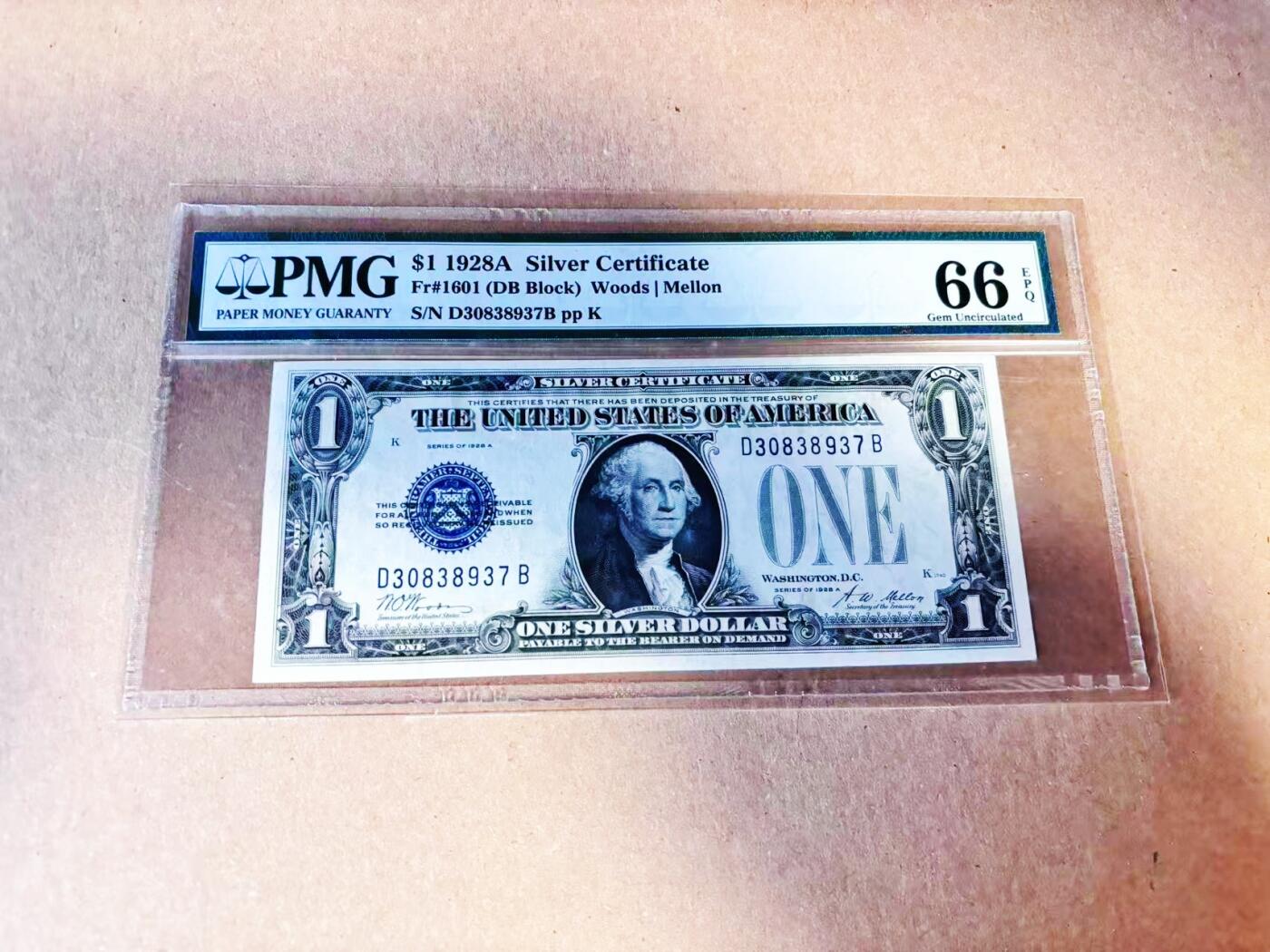 【Blue Auction】世界纸币精拍第786期——18级TOP拍卖/信誉/品质/专业/高效💫(年前收官场） 美国1928年1美金 银币券 PMG66EPQ