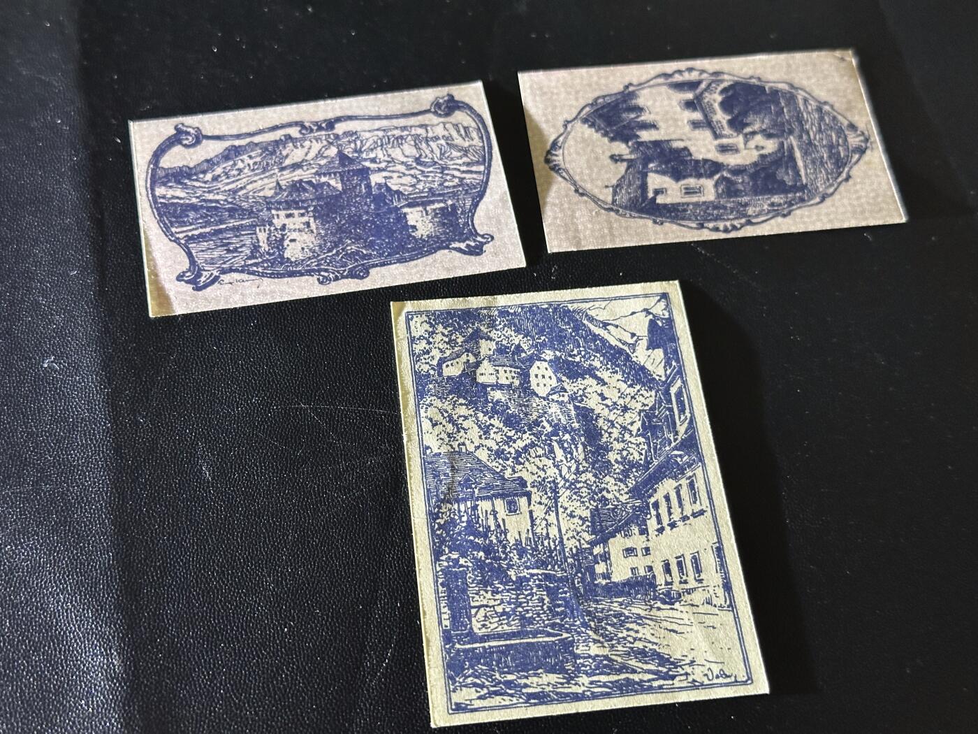 《外钞收藏家》第六百一十期（新年假期场/年后快递恢复正常再发货）（长期征集拍品、欢迎藏友们联系合作） 1920年列支敦士登10、20、50赫勒 3张一起 UNC-