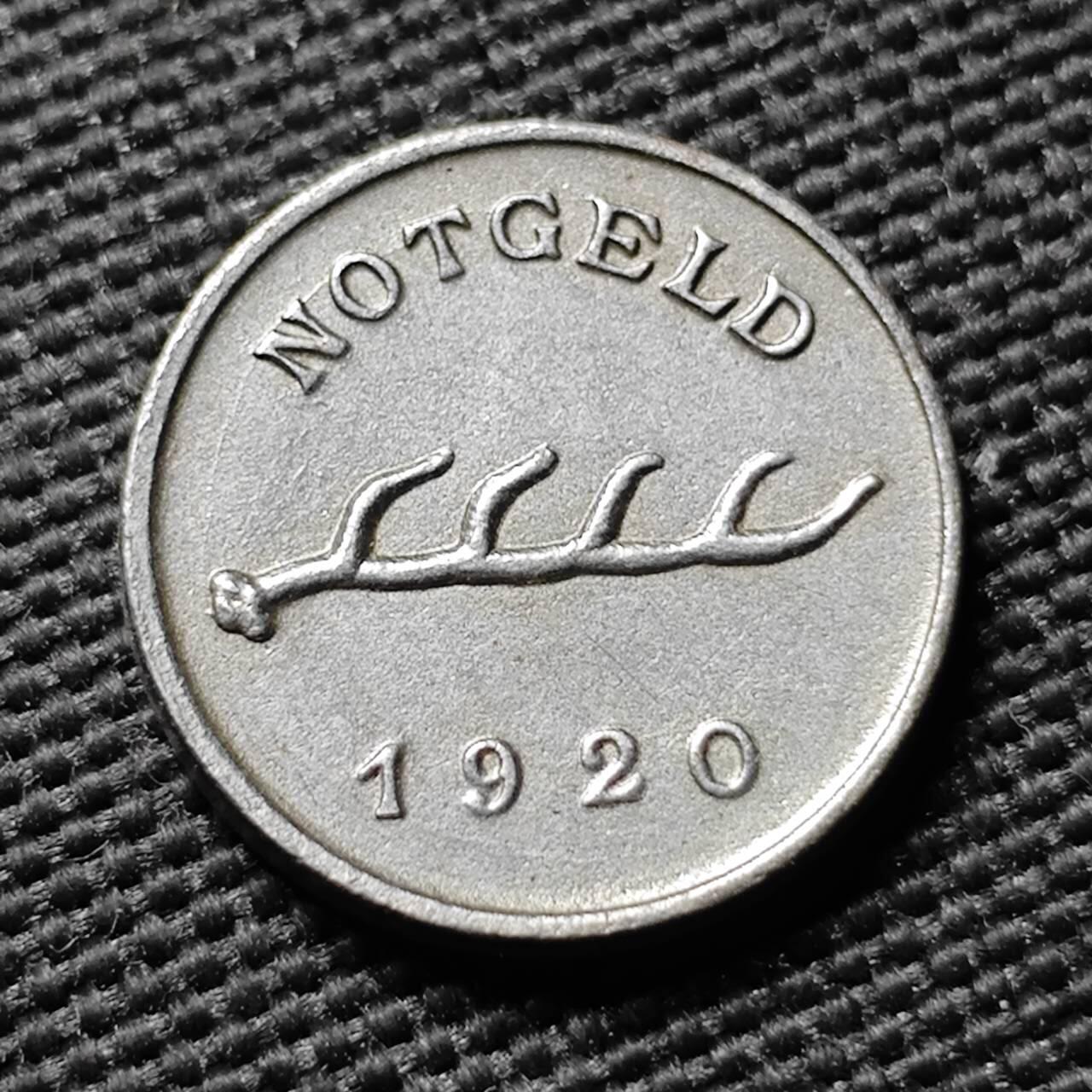 KK钱币收藏小铺  第397期 百期特怕（四拍之一） 2月预留时间 周末发货 1920 德紧 罗伊特林根市 1芬尼铁币 