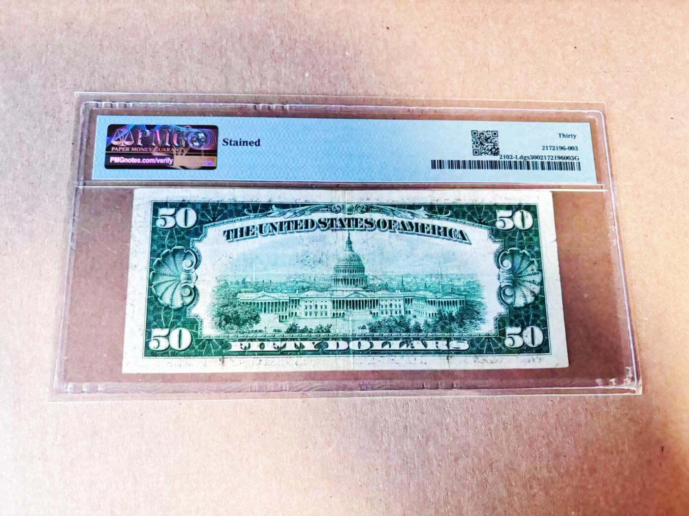 【Blue Auction】世界纸币精拍第786期——18级TOP拍卖/信誉/品质/专业/高效💫(年前收官场）   美国 1934年50美金 旧金山版 PMG30