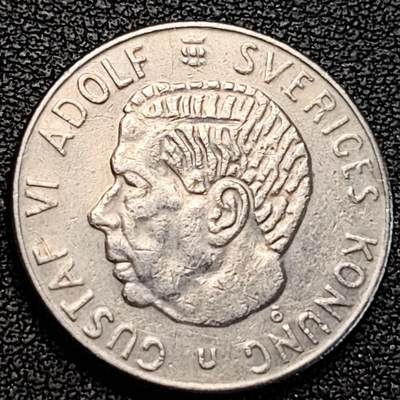 泉币菌-第187场- 精品福利场 （本周五和之前拍的 2月14日发货） - 瑞典1973年1克朗铜镍币，古斯塔夫六世国王，25mm