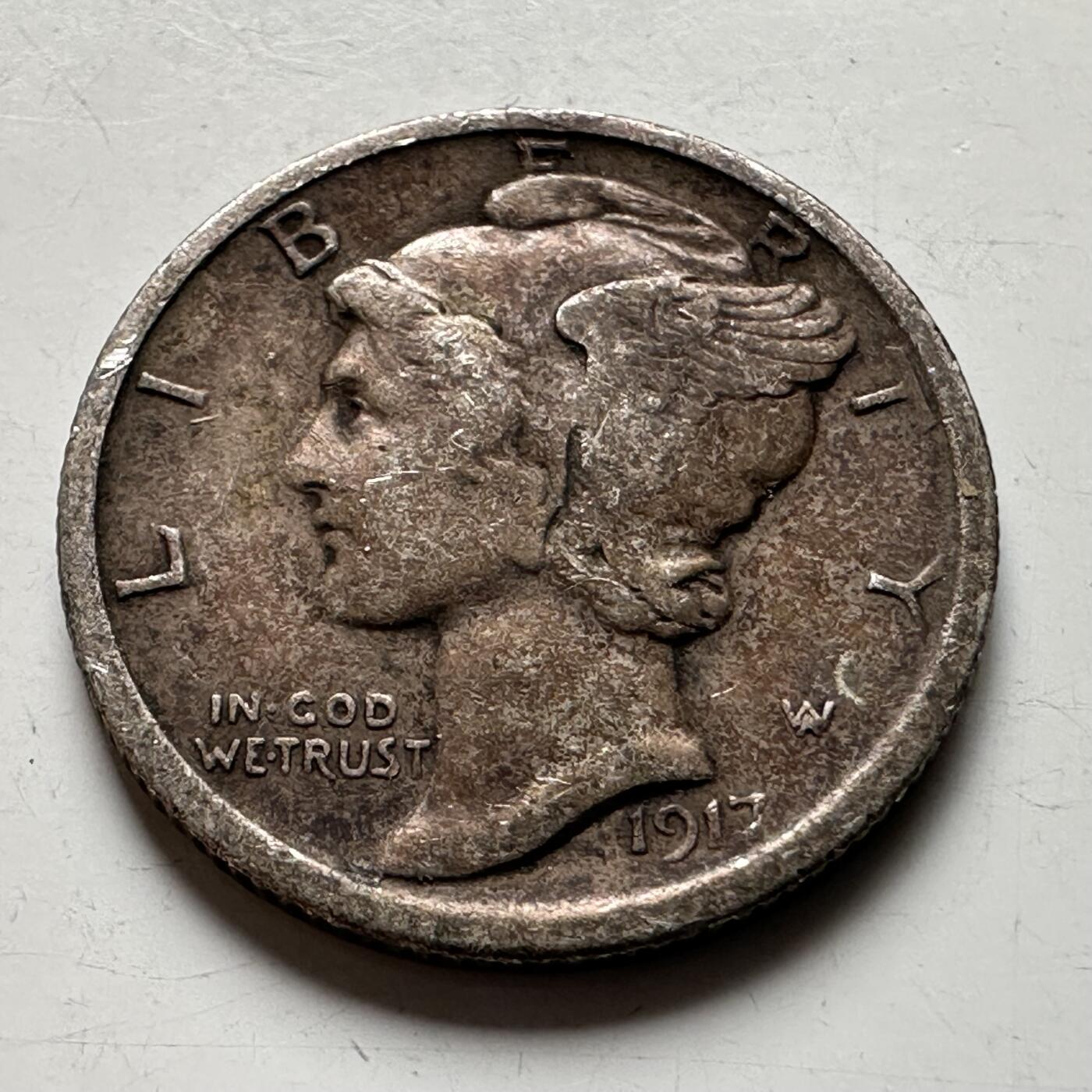 🌹外币初藏🌹🐯2026年第19场 快递已停，正月十五后再发 美国1917年10美分银币 早期好品 2.5克90%银