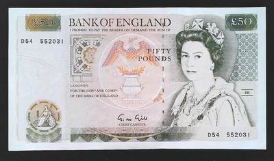 世界靓号纸钞第八十二期 - 1981年英国英格兰银行50镑 D序列英镑 品相如图