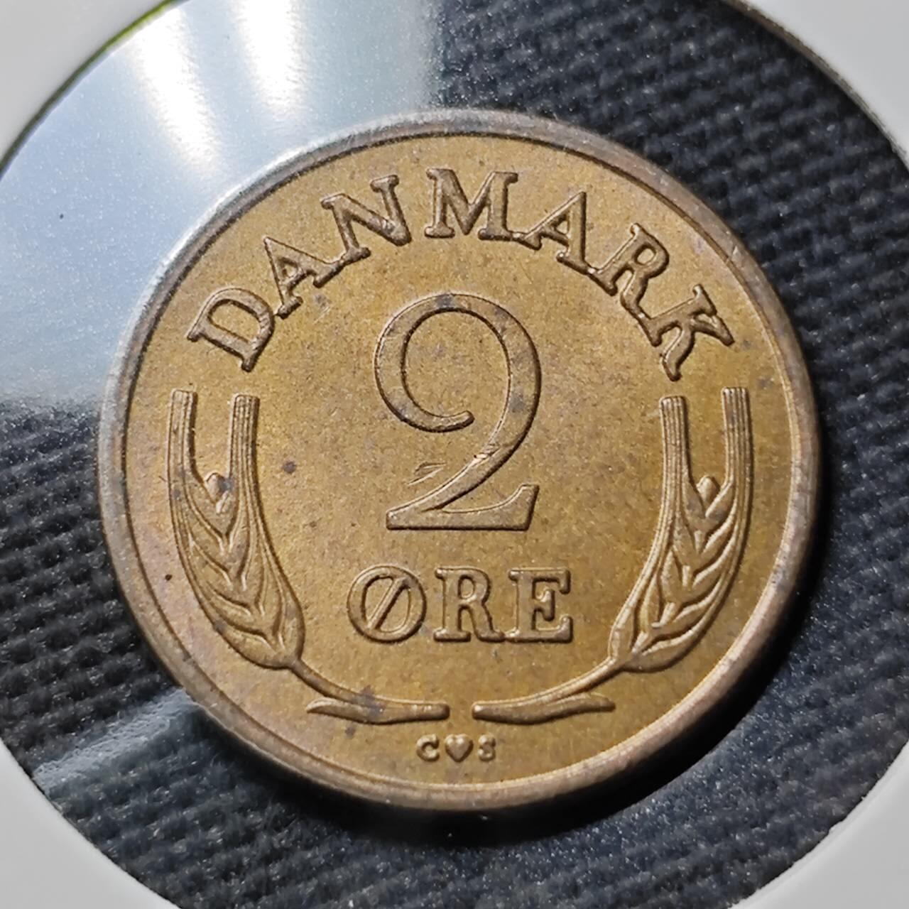 KK钱币收藏小铺  第397期 百期特怕（四拍之一） 2月预留时间 周末发货  1962丹麦2欧尔铜币 好品