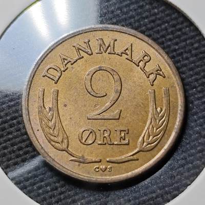 KK钱币收藏小铺  第397期 百期特怕（四拍之一） 2月预留时间 周末发货 -  1962丹麦2欧尔铜币 好品