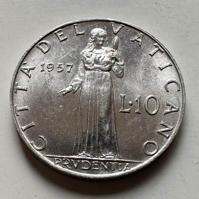 🌹外币初藏🌹🐯2026年第19场 快递已停，正月十五后再发 - 梵蒂冈1957年10里拉