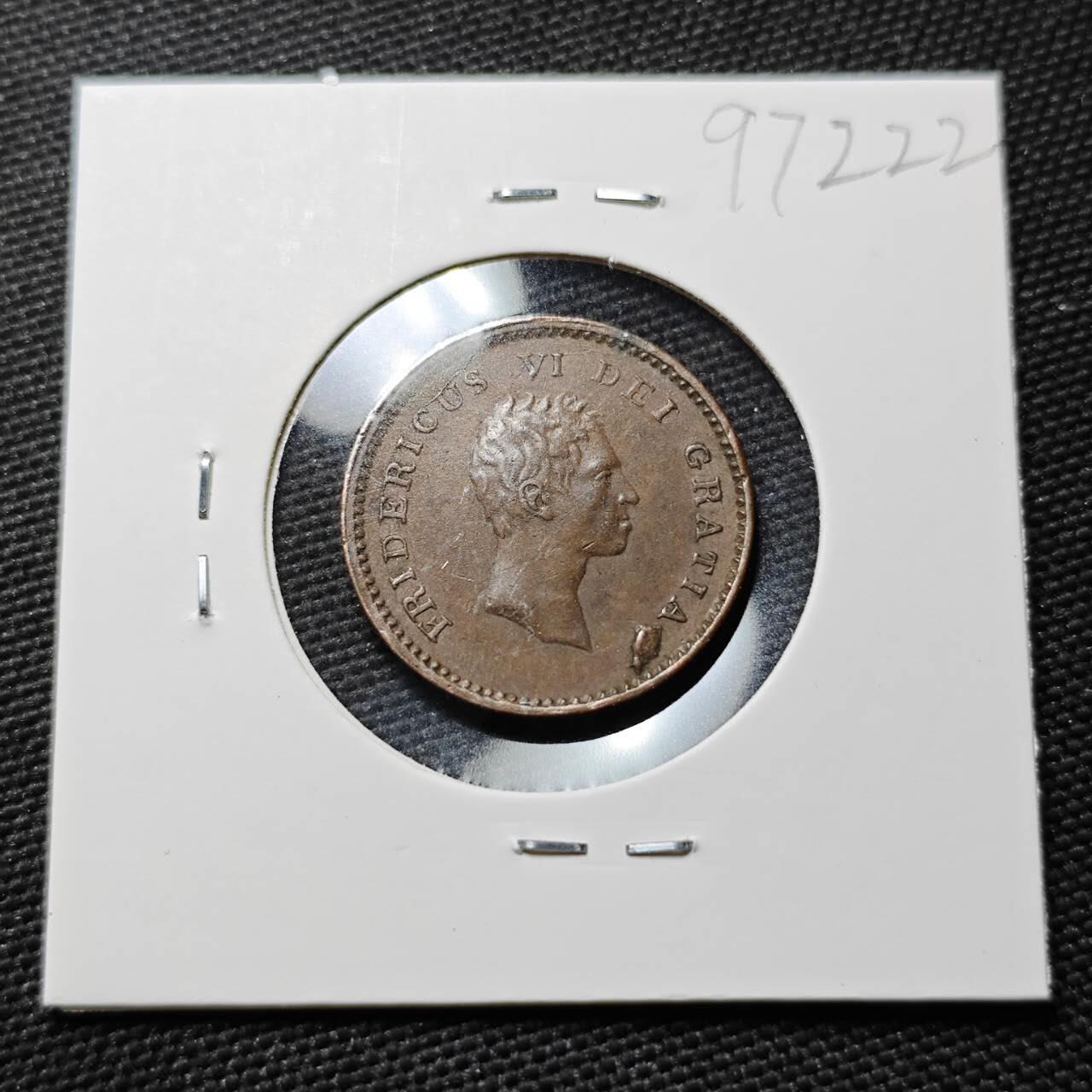 KK钱币收藏小铺  第397期 百期特怕（四拍之一） 2月预留时间 周末发货  1810年丹麦王国弗雷德里克六世2斯基林铜币 细节不错