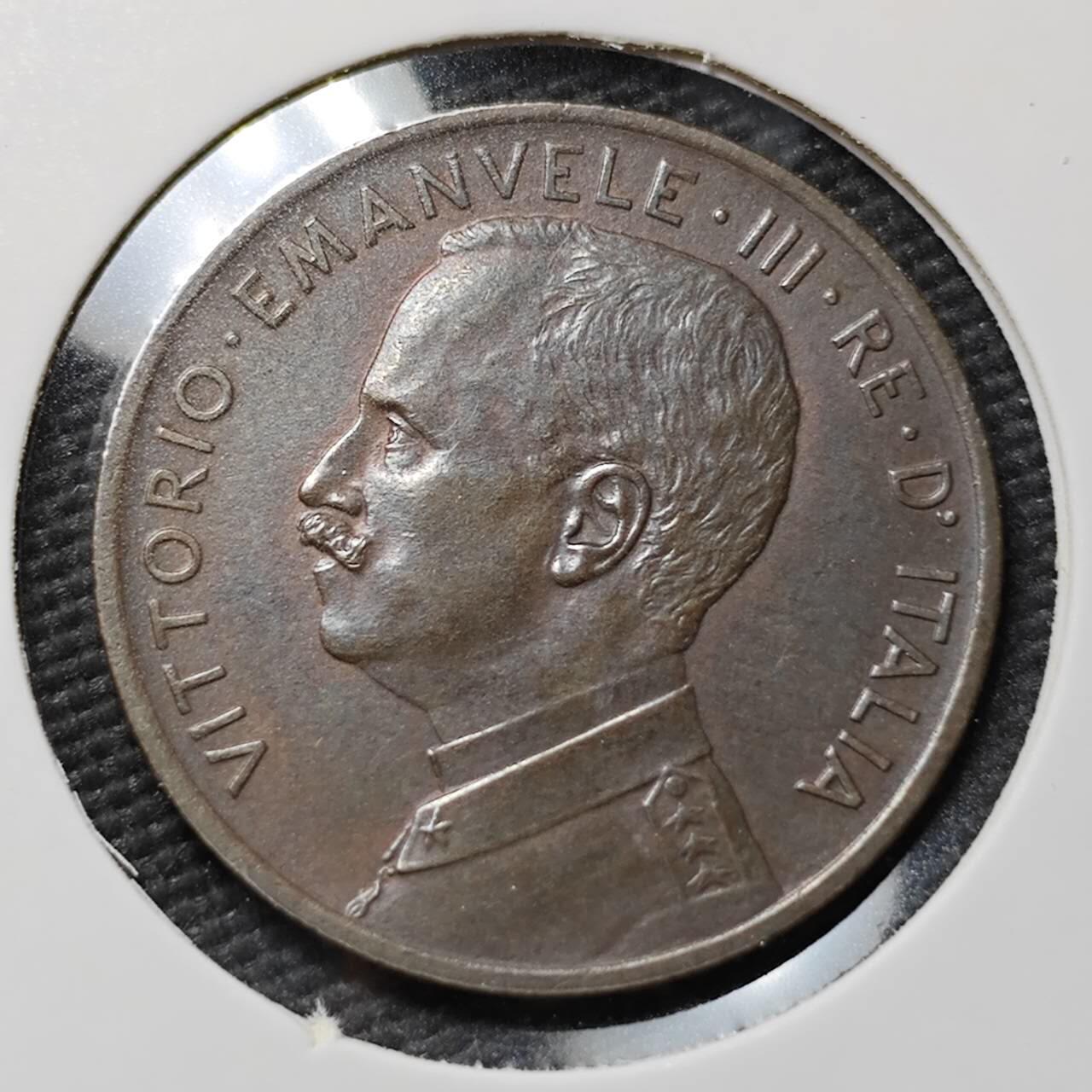 KK钱币收藏小铺  第397期 百期特怕（四拍之一） 2月预留时间 周末发货  1909意大利5分 拿花铜币 深打状态 细节好