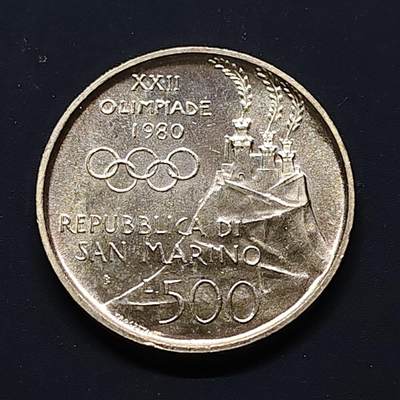 【全场包邮】纯粹捡漏拍503场 - 圣马力诺1980年500里拉莫斯科奥运会纪念银币【29毫米11克83.5%】
