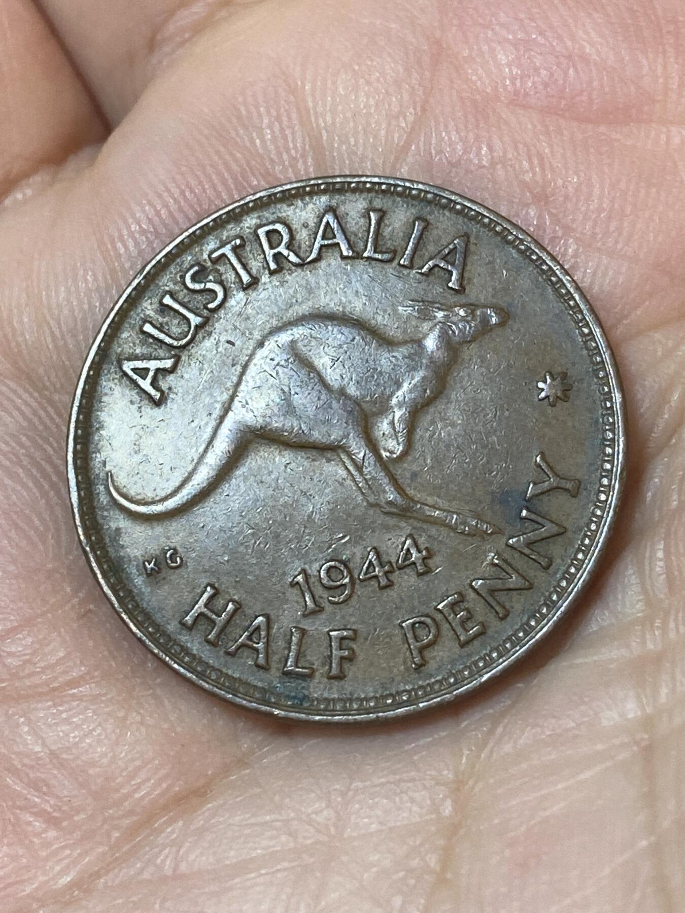 2026年第二十四场(总第一百九十三场）外国好品散币场(免佣金) 稀年–澳大利亚🇦🇺1944年1/2便士(乔治六世第一版，m版墨尔本造，发行量少)