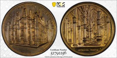 博洋堂蛇年收官专场暨第161期（全场包邮） - PCGS MS62 意大利木兰大教堂镀金大铜章，高浮雕，细节拉满，唯一冠军分！