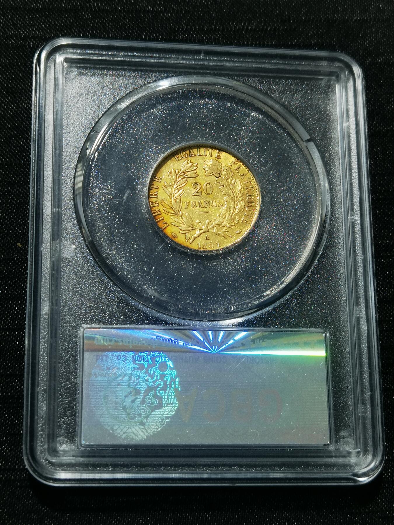 天下钱庄专场欢迎参拍 1851法国谷物女神20法郎金币