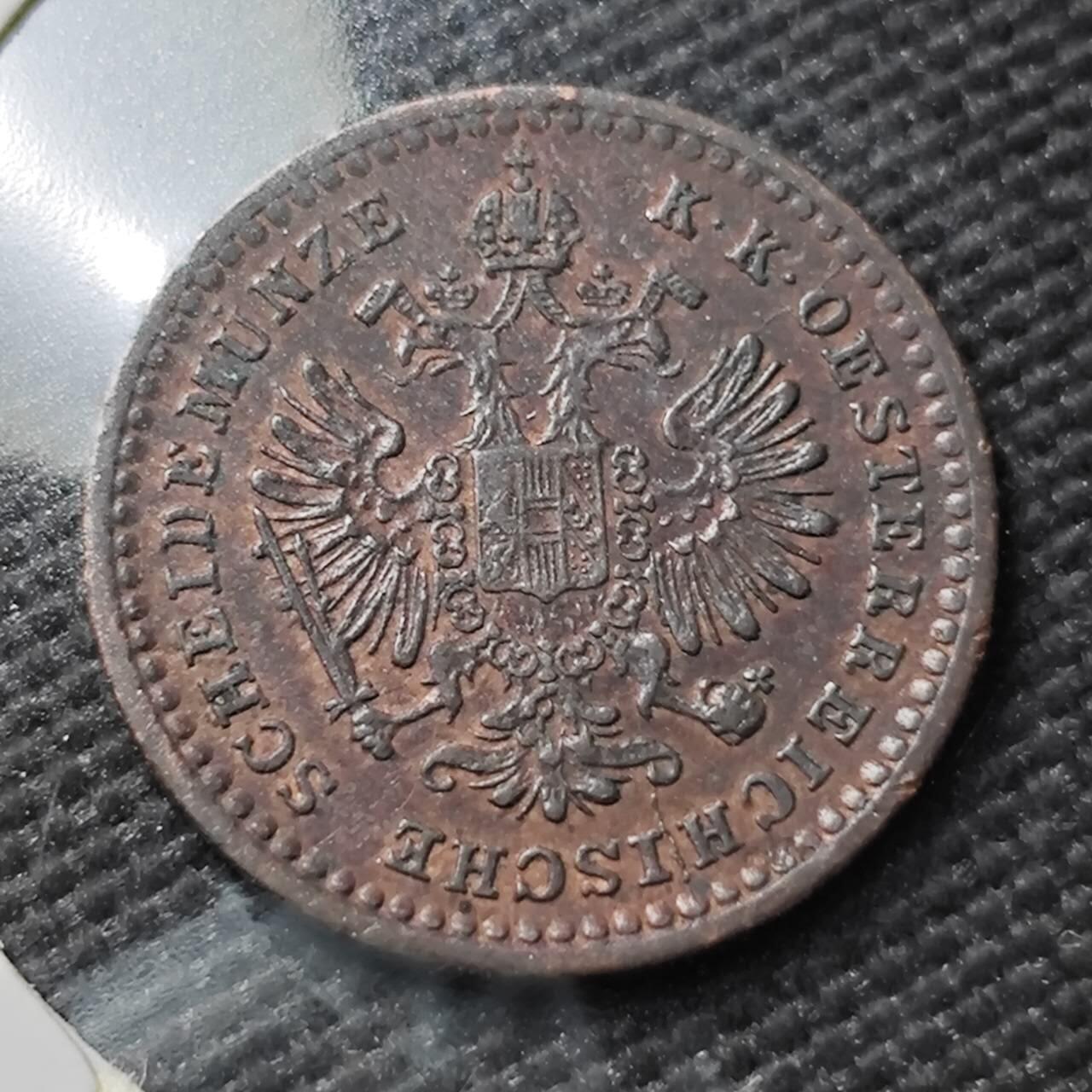 KK钱币收藏小铺  第397期 百期特怕（四拍之一） 2月预留时间 周末发货  奥匈帝国1859年5/10克鲁泽铜币