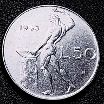 泉币菌-第191场- 迎春节专场 本场拍品多 请提前出价 年前能发货的最后一场（本期结束后 明天 2月14日发货 请及时付款） - 意大利 1980年 50里拉 锻冶之神 伍尔坎 24mm