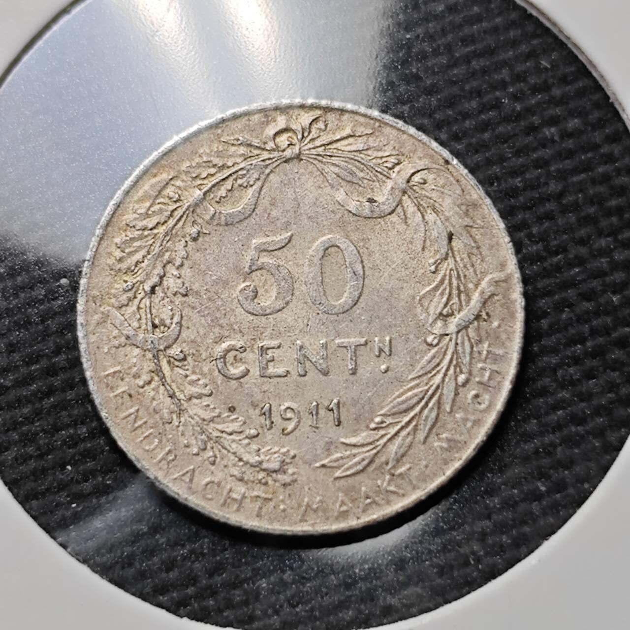 KK钱币收藏小铺  第397期 百期特怕（四拍之一） 2月预留时间 周末发货  1911比利时50分银币