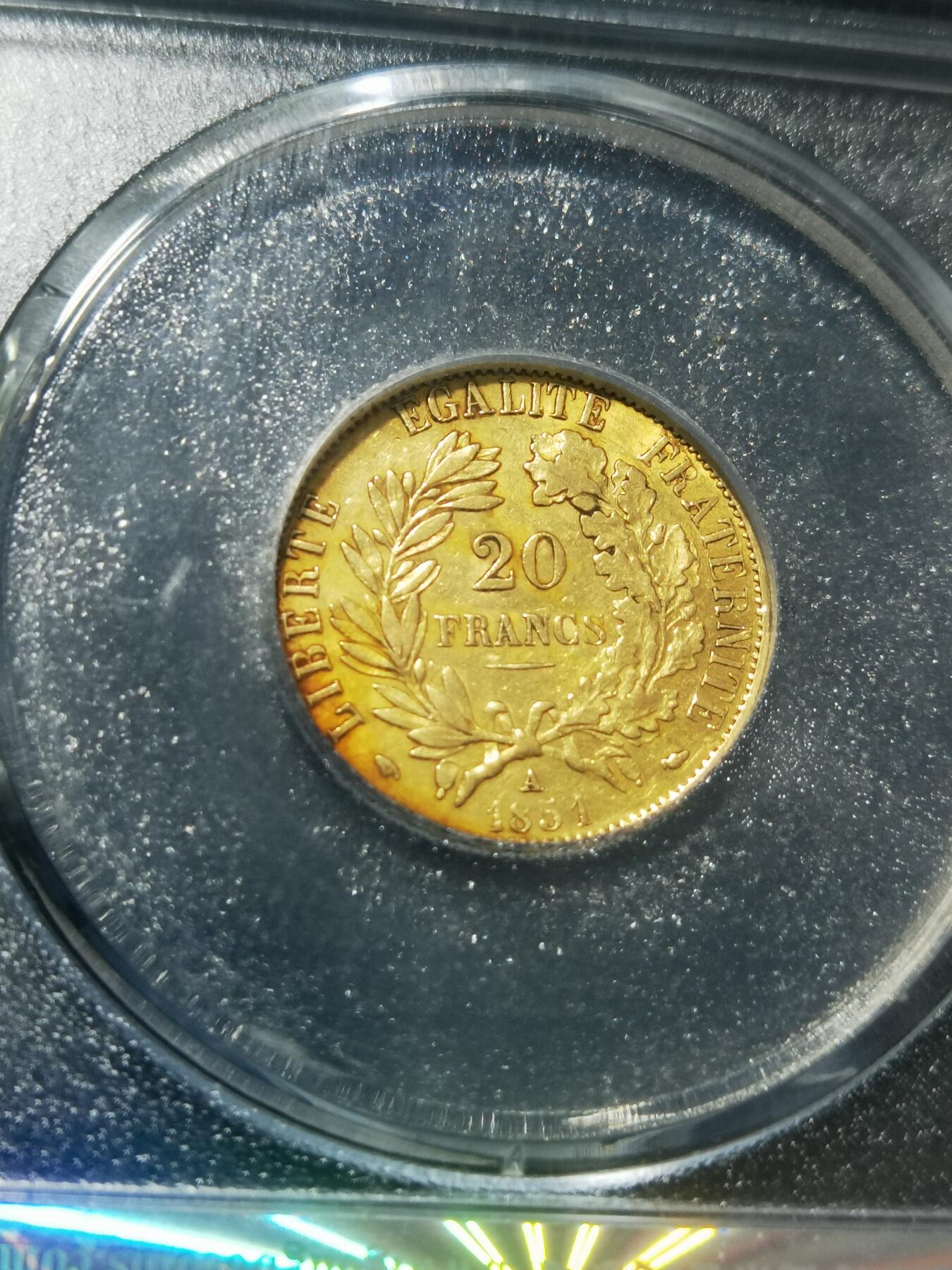 天下钱庄专场欢迎参拍 1851法国谷物女神20法郎金币