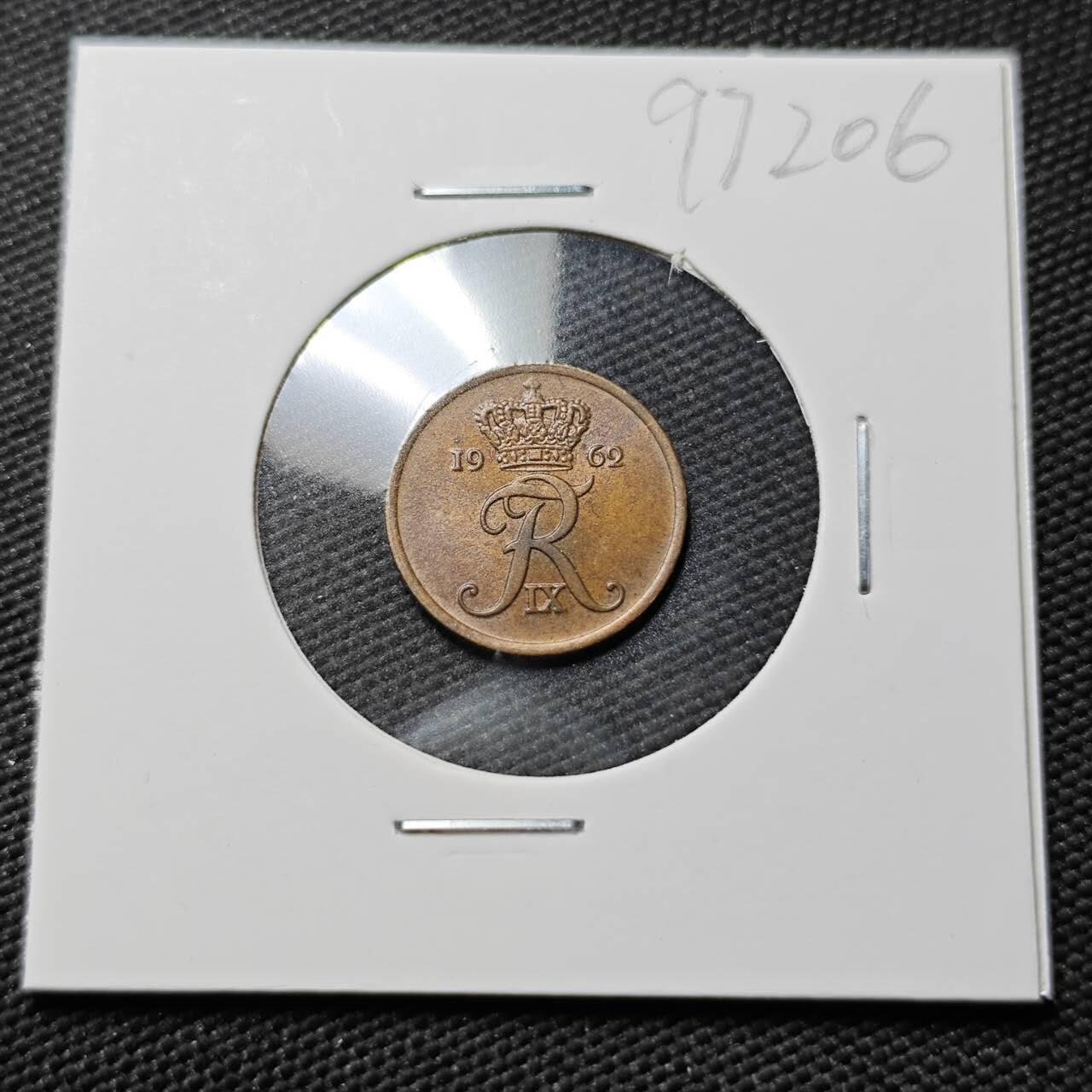 KK钱币收藏小铺  第397期 百期特怕（四拍之一） 2月预留时间 周末发货  1962丹麦1欧尔铜币 好品 少见