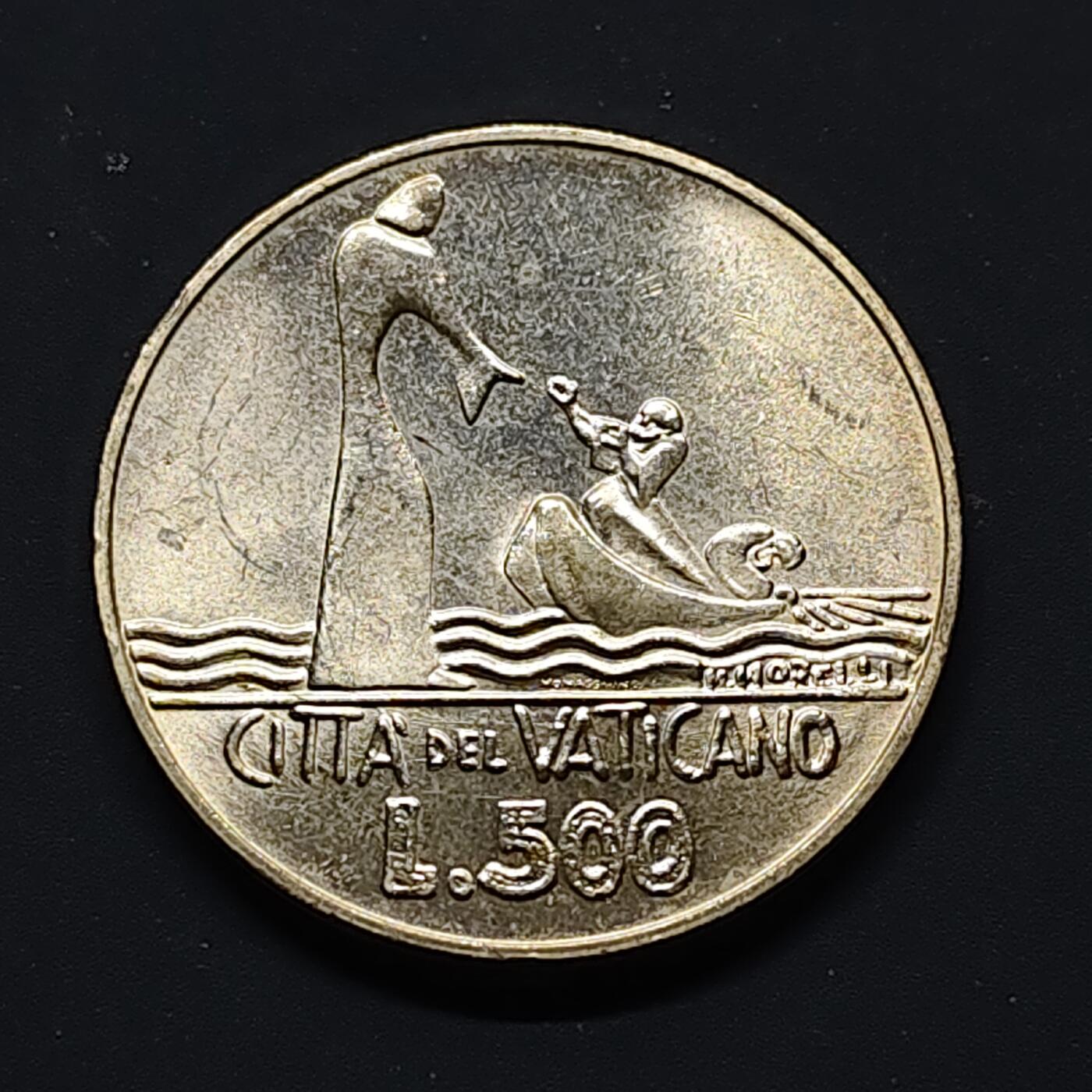 【全场包邮】纯粹捡漏拍503场 梵蒂冈1978年500里拉圣彼得和水面行走的耶稣纪念银币【29毫米11克83.5%】