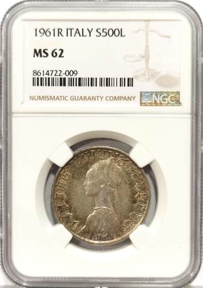 博洋堂蛇年收官专场暨第161期（全场包邮） - NGC MS62 意大利1961年500里拉银币，经典人妻帆船设计，少见年份