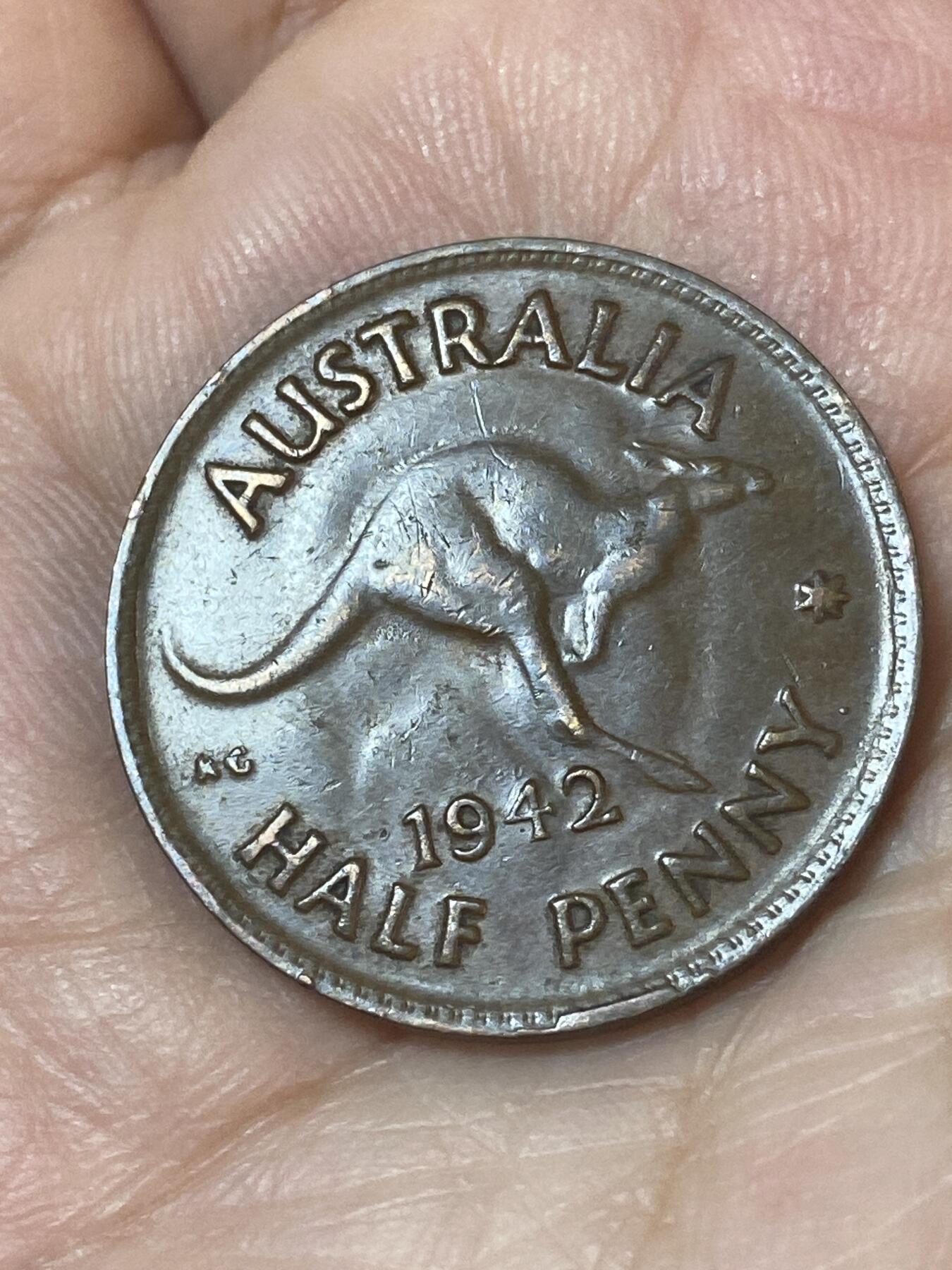 2026年第二十四场(总第一百九十三场）外国好品散币场(免佣金) 澳大利亚🇦🇺1942年1/2便士(乔治五世第一版，p版珀斯造)