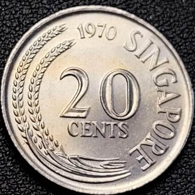 泉币菌-第187场- 精品福利场 （本周五和之前拍的 2月14日发货） - 原光极美 高币值 1970年 新加坡20分 海洋动物-剑鱼 24mm