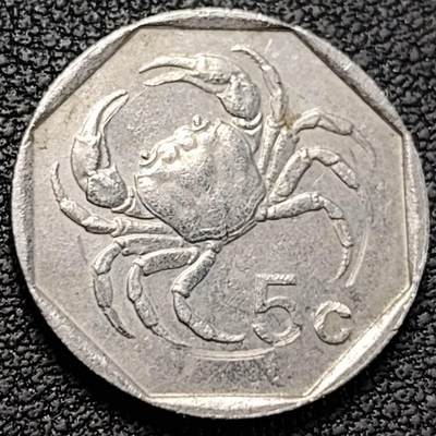 泉币菌-第191场- 迎春节专场 本场拍品多 请提前出价（本周五和之前拍的 2月14日发货） - 马耳他1991年 5分镍币 螃蟹 19.8mm 