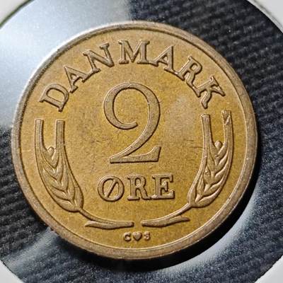 KK钱币收藏小铺  第397期 百期特怕（四拍之一） 2月预留时间 周末发货 -  1966丹麦2欧尔铜币 少见