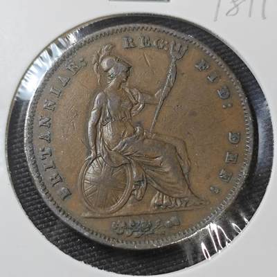 KK钱币收藏小铺  第398期 百期特拍（四拍之二） 2月预留时间 周末发货 -  1858英国维多利亚女王1/2便士铜币