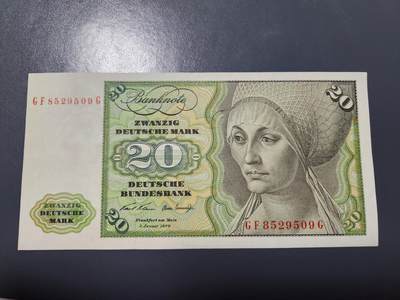 2月11号晚上8点 外国纸币自动截拍第24场 - 德国1970年20马克 近新品