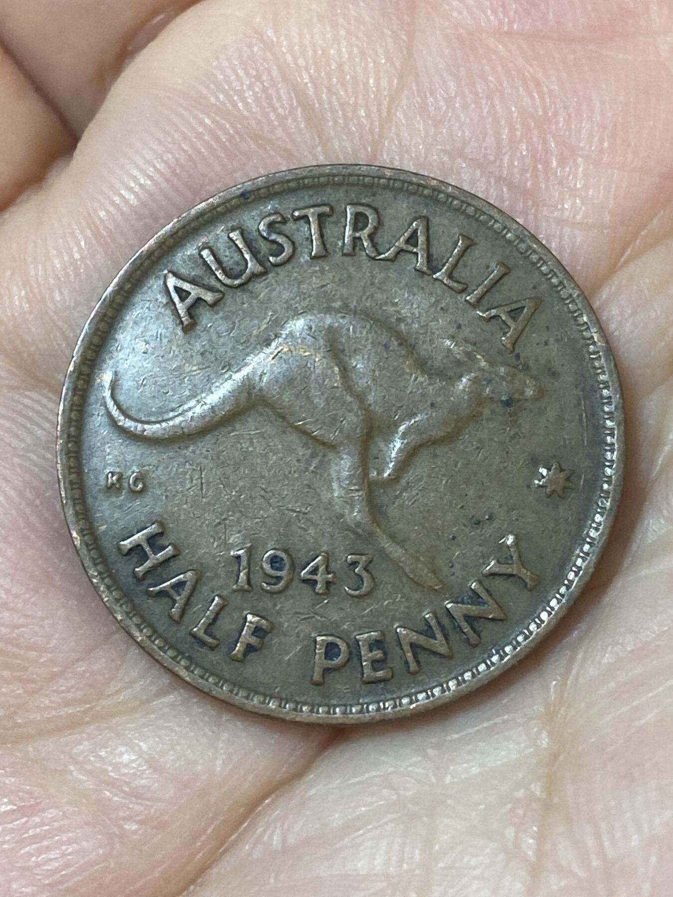 2026年第二十四场(总第一百九十三场）外国好品散币场(免佣金) 澳大利亚🇦🇺1943年1/2便士(乔治六世第一版，m版墨尔本造)