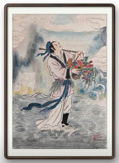 周四第100期阳大大卡牌拍卖第100期（持续收拍品，周六晚上九点截拍，进群福利早知道） - 【原画】工艺大师张红作品 八仙 蓝采和 A4原稿画芯 建议配框非常漂亮，书房必备