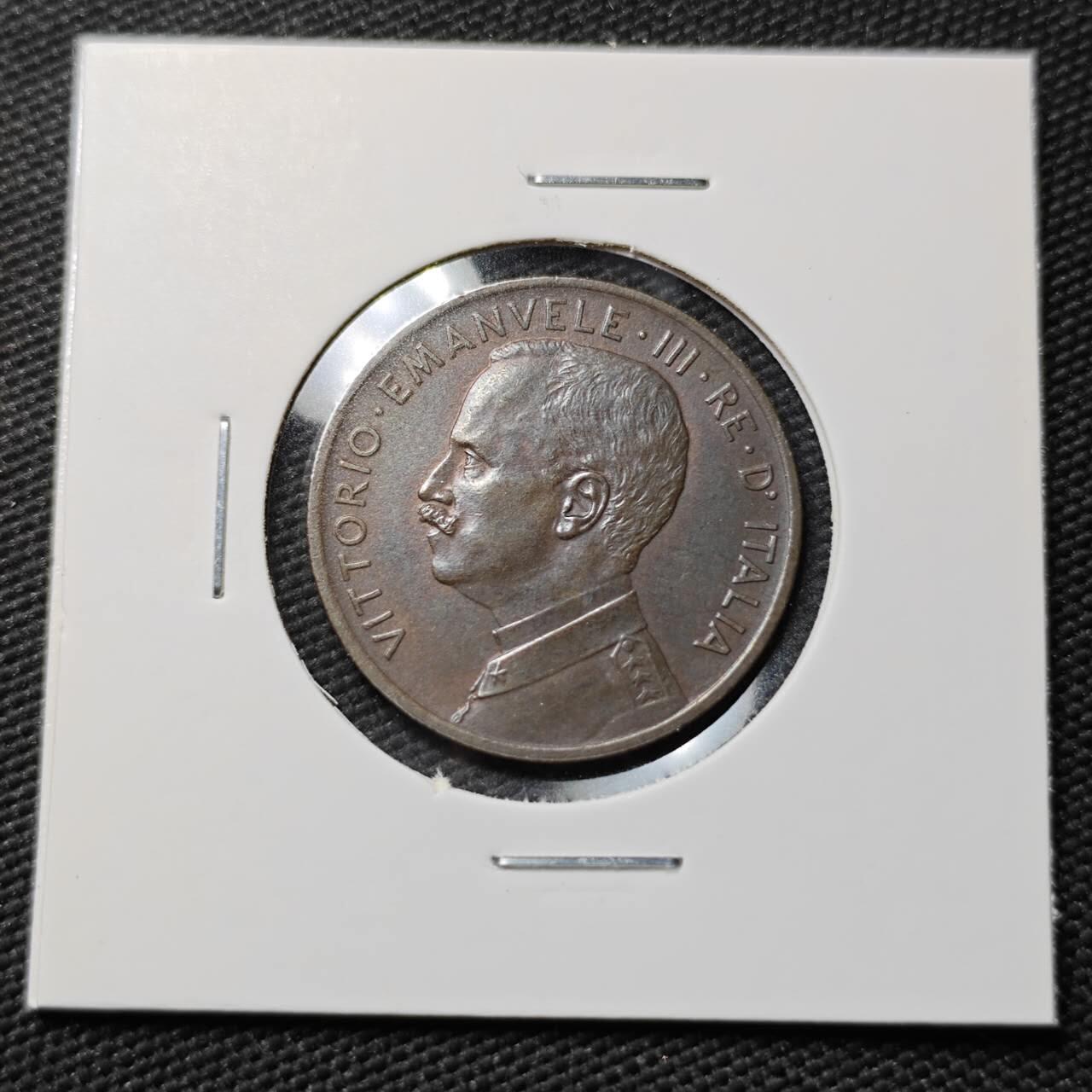 KK钱币收藏小铺  第397期 百期特怕（四拍之一） 2月预留时间 周末发货  1909意大利5分 拿花铜币 深打状态 细节好