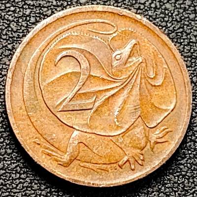 泉币菌-第191场- 迎春节专场 本场拍品多 请提前出价（本周五和之前拍的 2月14日发货） - 美品 1983年 英属澳大利亚2分铜币 伞蜥蜴斗篷蜥 21.5mm