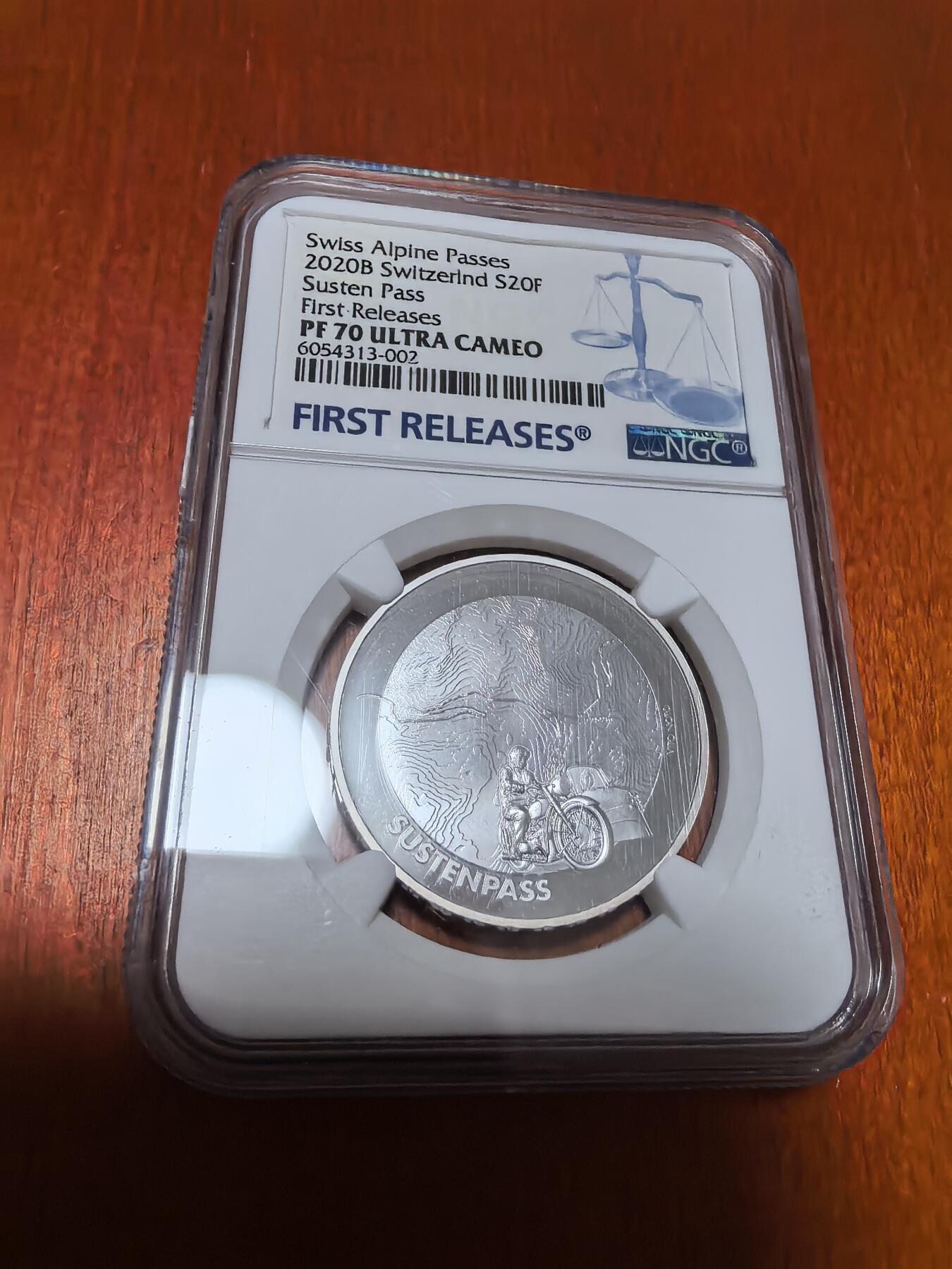 长老汇蛇年精选第一百场拍卖 2020瑞士阿尔卑斯山口公路20法郎精制银币，NGC PF70UC，三枚冠军之一