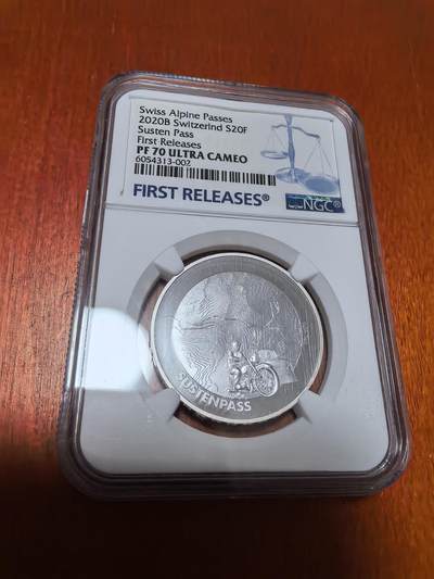 长老汇蛇年精选第一百场拍卖 - 2020瑞士阿尔卑斯山口公路20法郎精制银币，NGC PF70UC，三枚冠军之一