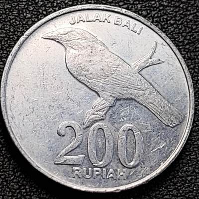 泉币菌-第187场- 精品福利场 （本周五和之前拍的 2月14日发货） - 印度尼西亚200卢比铝币 鹰徽 巴厘岛八哥 25mm