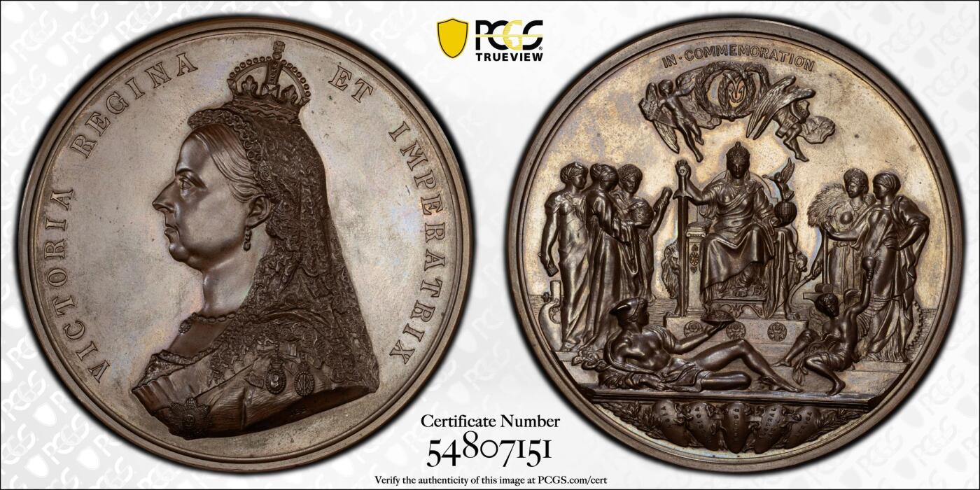 博洋堂蛇年收官专场暨第161期（全场包邮） PCGS SP64 英国1887年维多利亚女王登基50周年纪念大铜章，带原盒