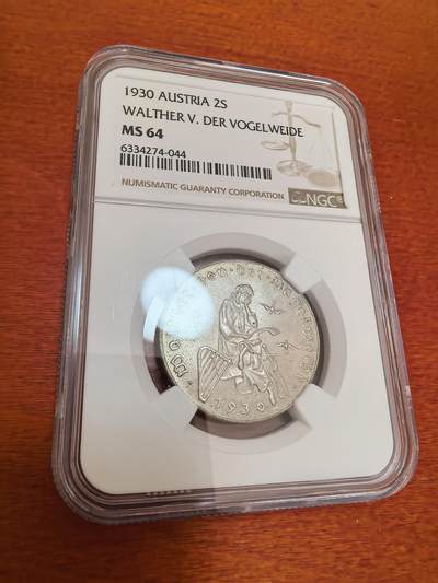 长老汇蛇年精选第一百场拍卖 - 1930奥地利游吟诗人2先令银币，NGC MS64