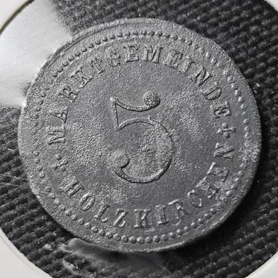 KK钱币收藏小铺  第397期 百期特怕（四拍之一） 2月预留时间 周末发货 - 1917 德紧霍尔茨基兴集镇 5芬尼锌币